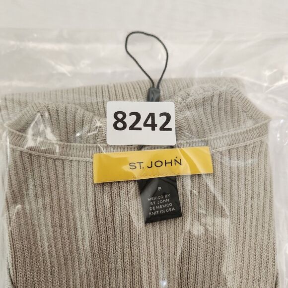 St John Tank Women's P 2 Yellow Label Beige Ribbed Knit Shell Layering Career - Picture 15 of 15
